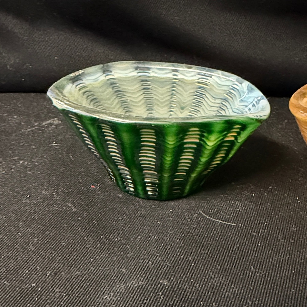Green, red, orange and multi colored Artistic Glass Bowls. Hand made in Florida